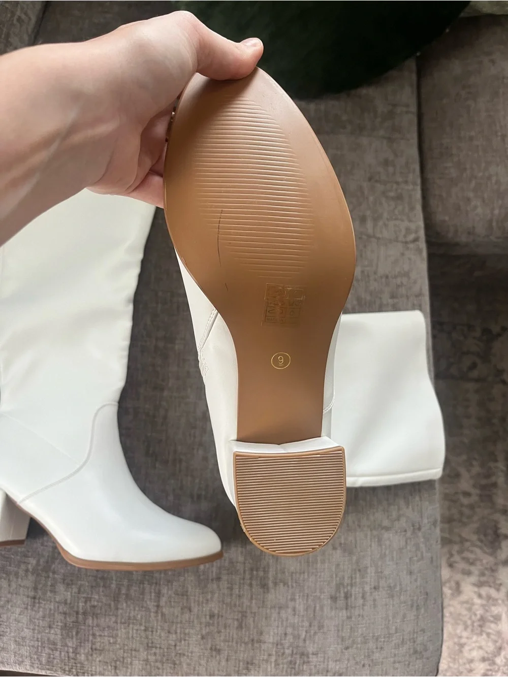 White Knee-High Block Heel Boots - Women's Classic Riding Style
